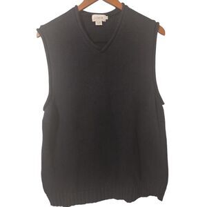J Crew Men’s Knit V Roll Neck Casual Linen Cotton Sweater Vest‎ Large Navy Blue